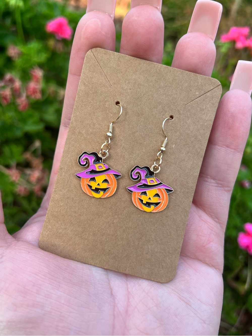 WITCH JACK O LANTERN PUMPKIN HALLOWEEN EARRINGS